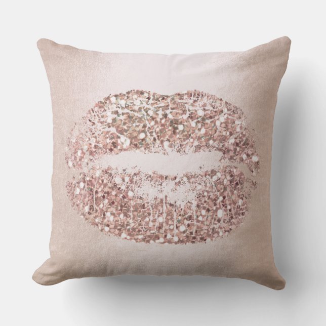 Coussin Rose Rose Gold Lips Parties scintillant Blush Maqu (Recto)