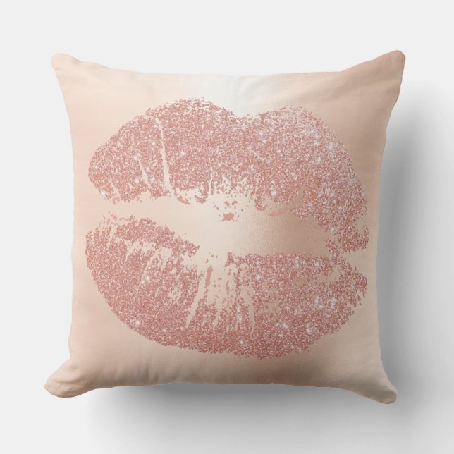 Coussin Rose Rose Gold Lips Parties scintillant Blush Spar (Recto)