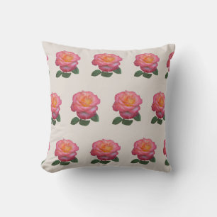 Coussin Rose rose Motif sur le beige du sable