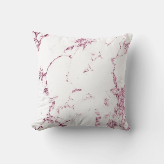 Coussin Rose rose or blanc Parties scintillant marbre gris (Recto)