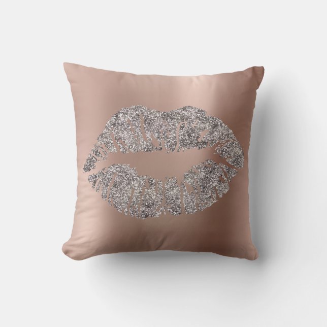 Coussin Rose Rose Or Blush Parties scintillant Kiss Grey M (Recto)