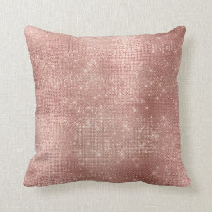 Coussin Rose Rose Or Faux Powder Diamond Sequin Métal