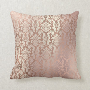 Coussin Rose Rose Or métal Damask Royal Blush Powder