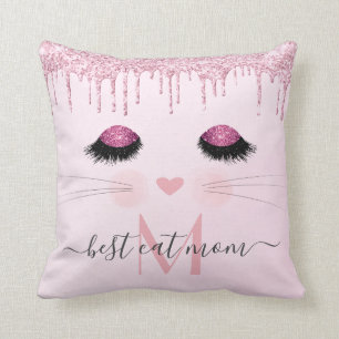 Coussin Rose rose or parties scintillant meilleur chat mam
