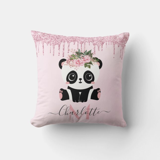 Coussin Rose rose rose or parties scintillant panda jetez  (Recto)