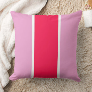 Coussin Rose rose, rouge et blanc lignes