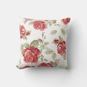Coussin Rose rouge avec impression de fond blanc