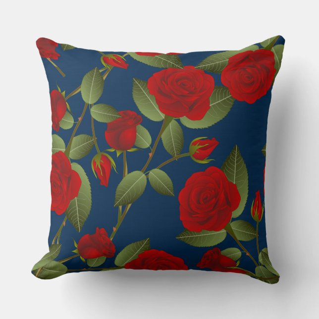 Coussin Rose rouge/Coussin réversible de la Marine (Recto)