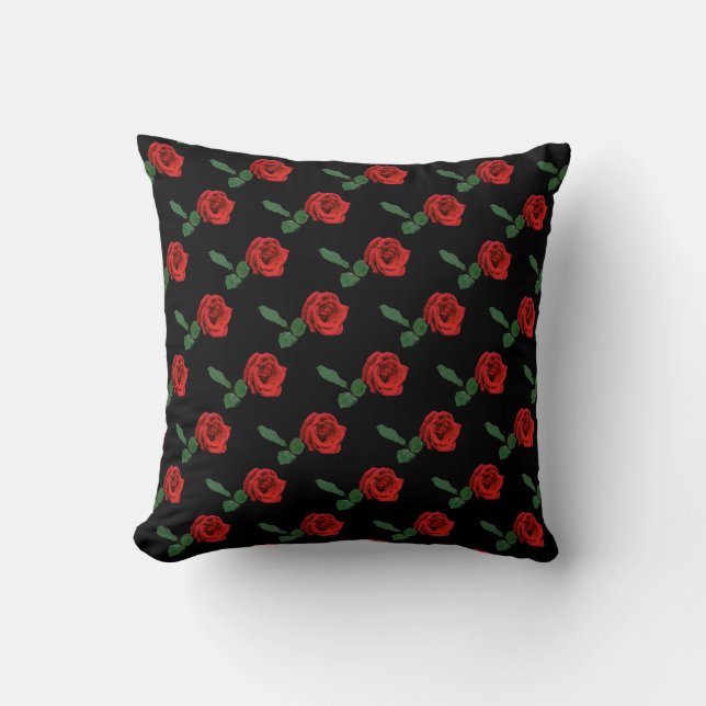 Coussin Rose rouge florale (Recto)