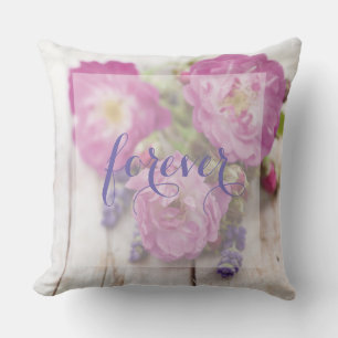 Coussin Rose sauvage & Lavande Mariage de fleurs d'été pou
