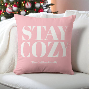 Coussin Rose Séjour confortable Typographie festive Noël b