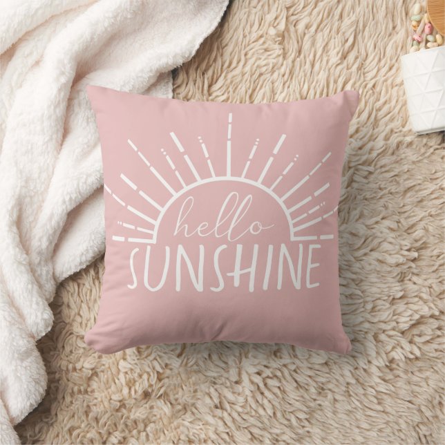 Coussin Rose Simple Moderne Hello Sunshine (Couverture)