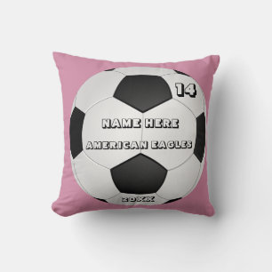 Coussin rose Soccer personnalisé avec Nom du joueu
