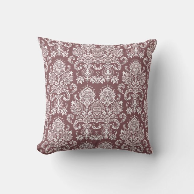 Coussin Rose Taupe Victorian Damask (Recto)