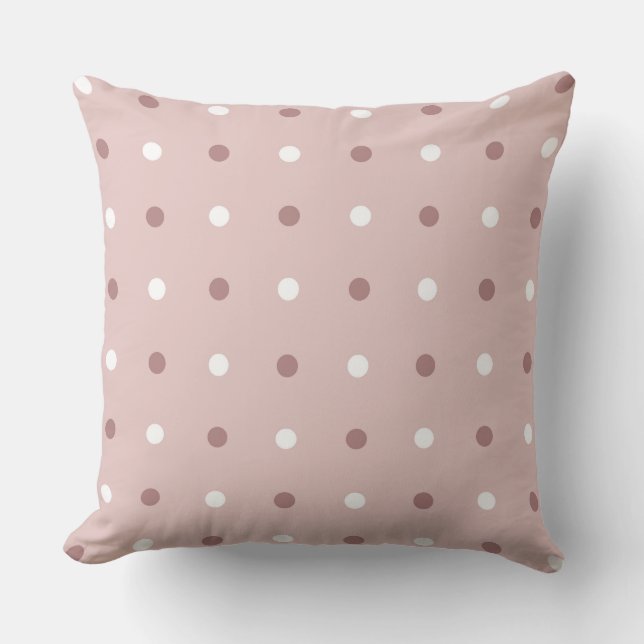 Coussin rose thé (rouge) et pois blancs (Recto)