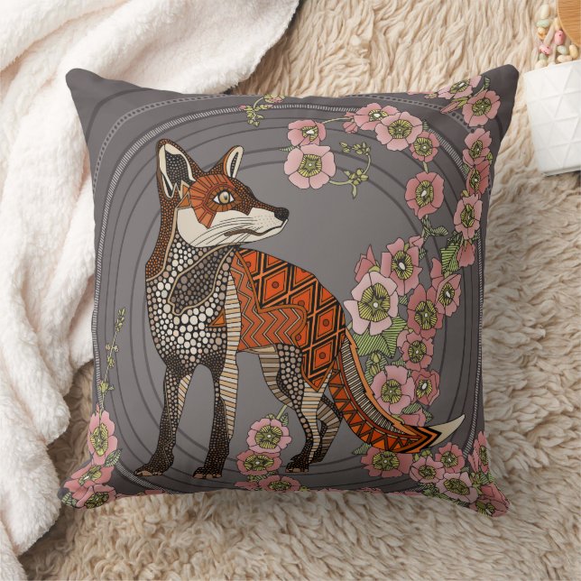 Coussin rose trémière renard blush hématite (Couverture)