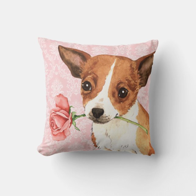 Coussin Rose Valentin Chihuahua (Recto)