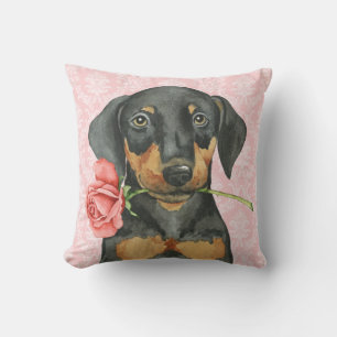 Coussin Rose Valentine Doberman