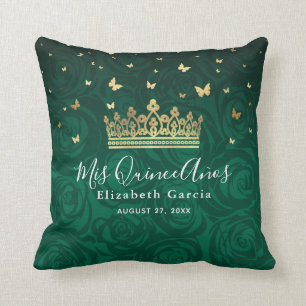 Coussin Rose vert or Quinceanera Mis Quince Anos