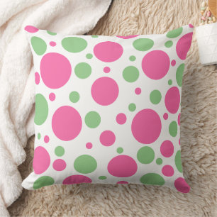 Coussin Rose Vert Pois Solide rose