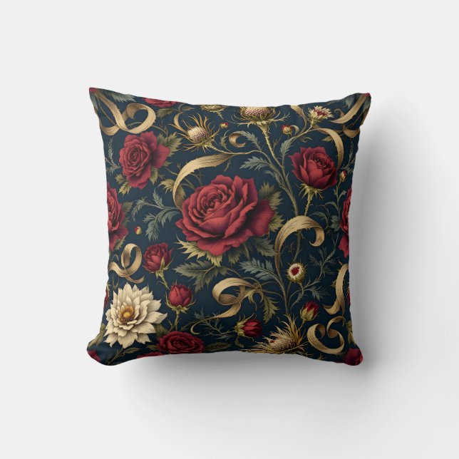 Coussin Rose victorien et Thistle Elegant Motif (Recto)