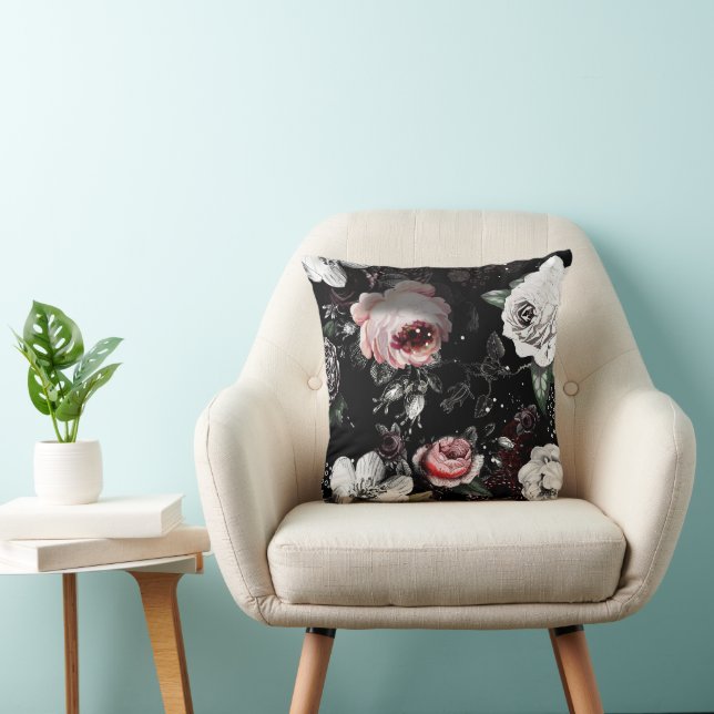 Coussin Rose Victorienne Couleurs Florales Audacieuses (Chaise)