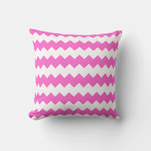 Coussin Rose vif et blanc chevron rayé