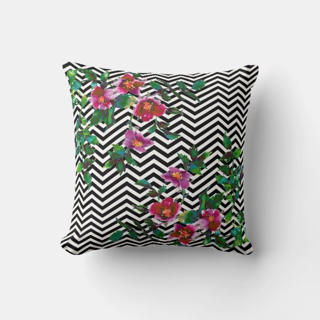 Coussin Rose vintage - chevron (Recto)