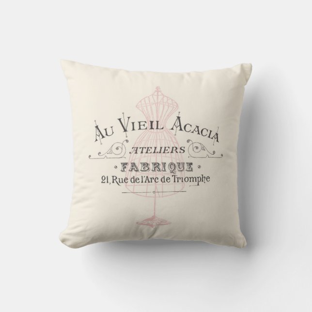Coussin Rose vintage de Fabrique Fleura de Français (Recto)