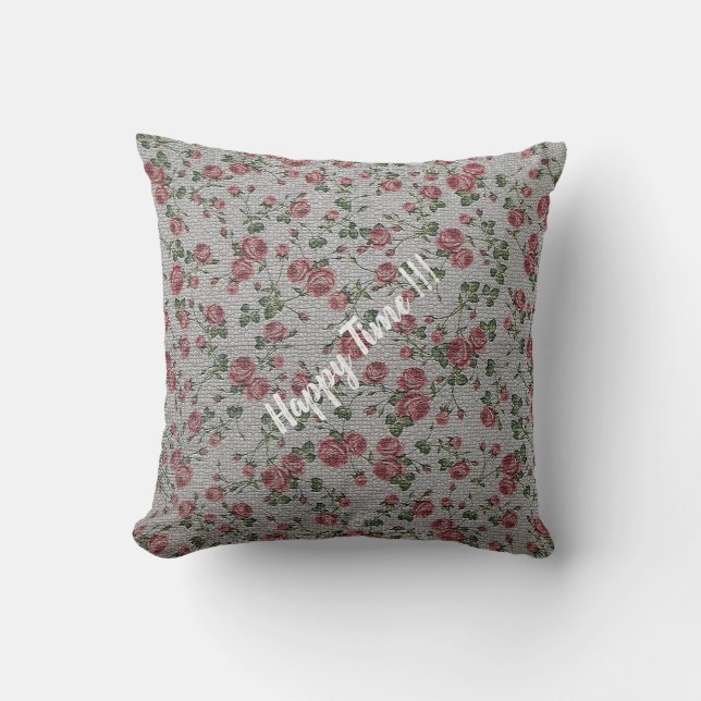 Coussin Rose Vintage Floral de luxe (Recto)