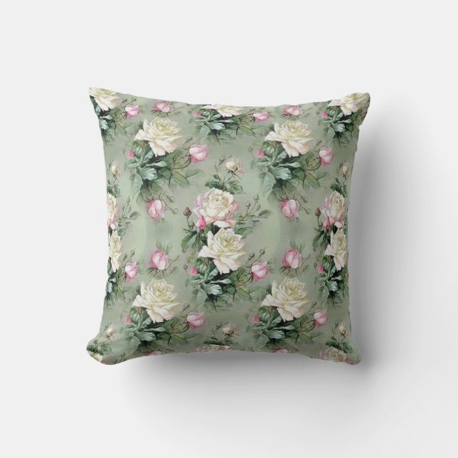 Coussin Rose Vintage Moderne Populaire Floral (Recto)