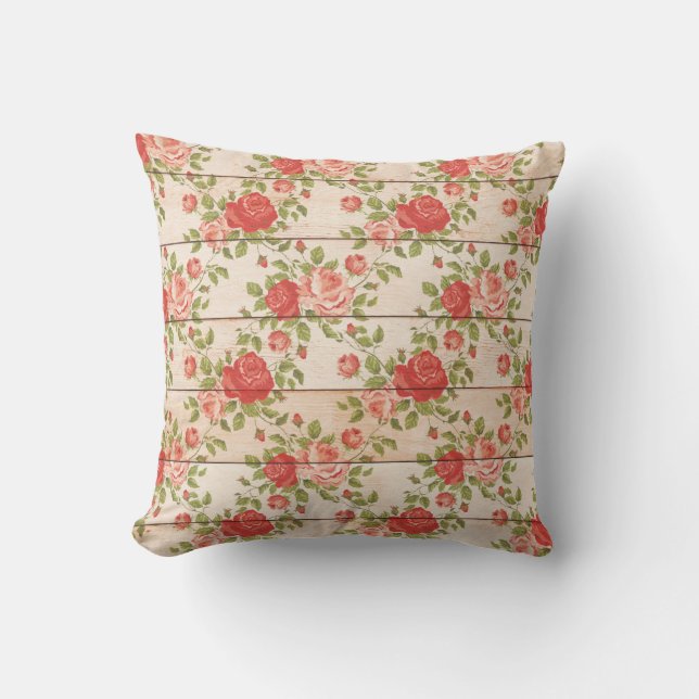 Coussin Rose Vintage rustique (Recto)