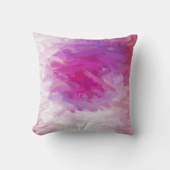 Coussin Rose violet blanc Art Abstrait (Recto)