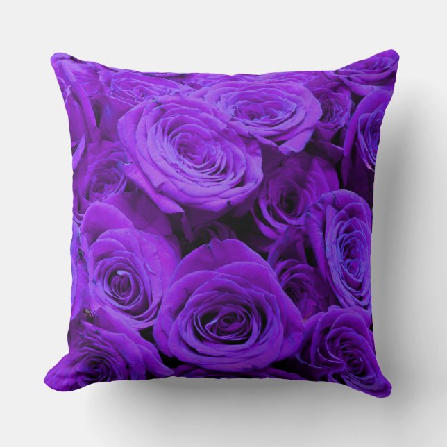 Coussin Rose violet, fleurs violettes violettes (Recto)