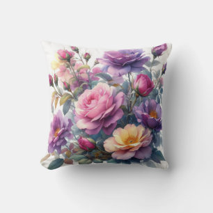 Coussin Rose violet jaune Fleur sauvage Rose Floral