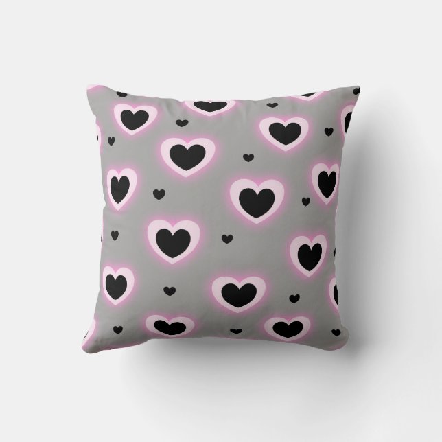 Coussin Rose violet mignon Cosy Moderne Romantique Coeur C (Verso)