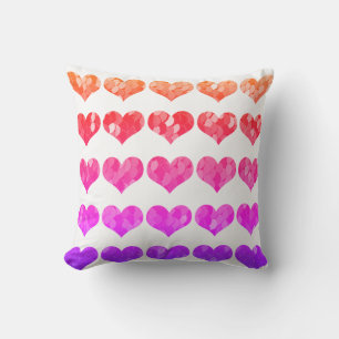 Coussin Rose Violet Rouge Motifs de cœur Mignons Blanc