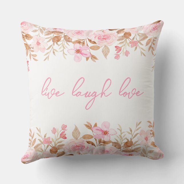 Coussin Rose Vivre Rire Aimer  (Verso)