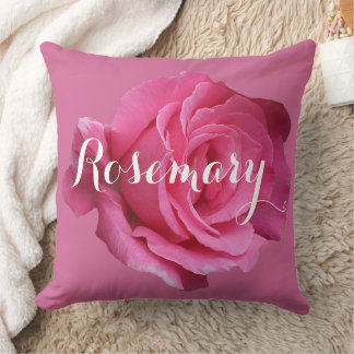Coussin Rosemary nom personnalisable jolie fleur rose rose