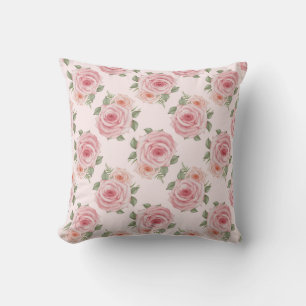 Coussin Roseraie rose vintage cottage motif floral