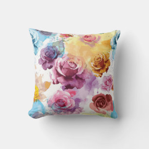 Coussin Roses à l'aquarelle