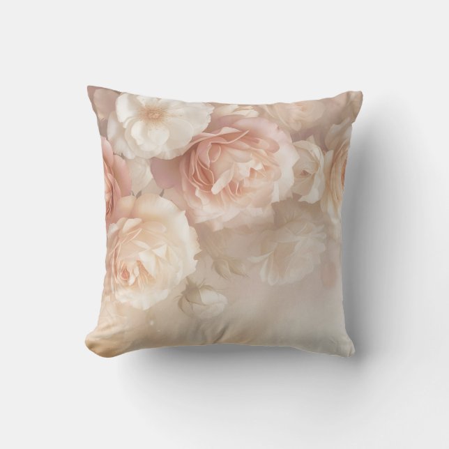 Coussin Roses aquarelle 3D rose tendre (Recto)