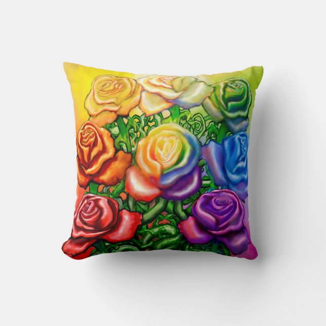 Coussin Roses arc-en-ciel (Recto)