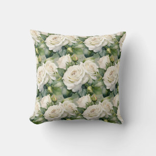 Coussin Roses Blanches Classique Floral