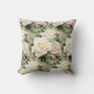 Coussin Roses Blanches Classique Floral