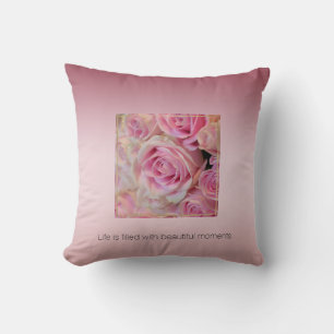 Coussin Roses blanches roses Belles moments