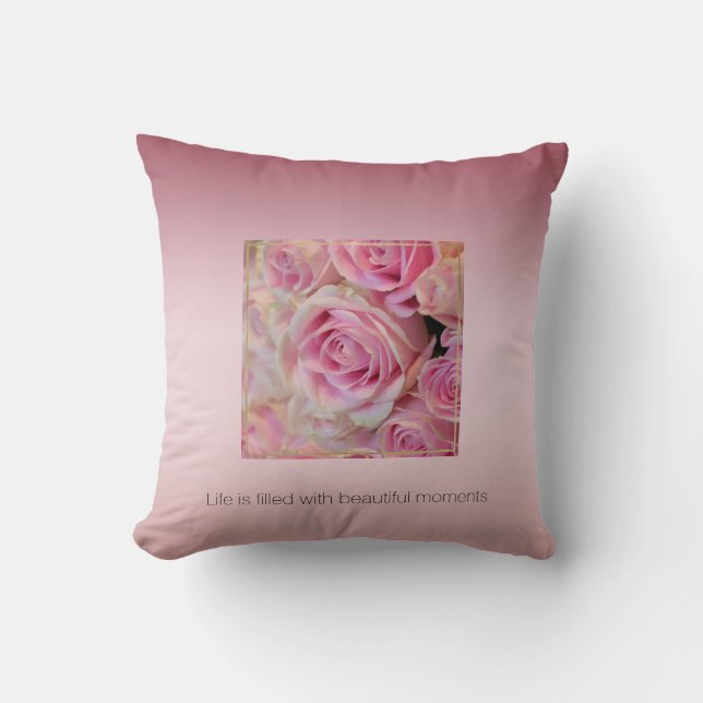 Coussin Roses blanches roses Belles moments (Recto)