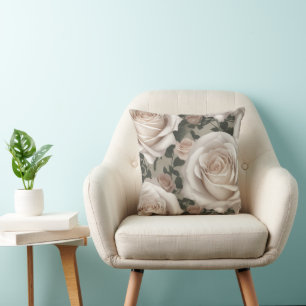 Coussin Roses blanches vintages