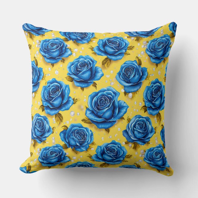 Coussin Roses bleues 3d (Recto)