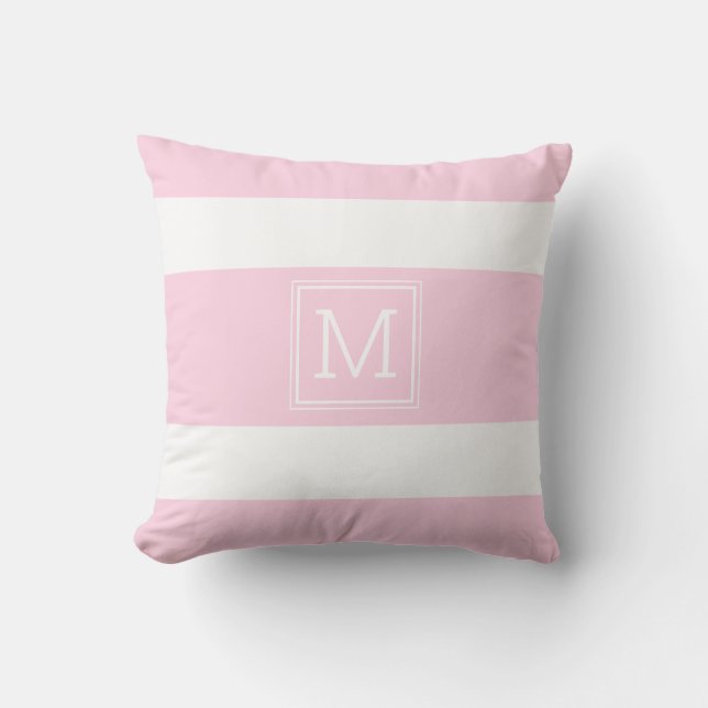 Coussin Roses bleues, Blancs Simple Monogramme Personnalis (Recto)